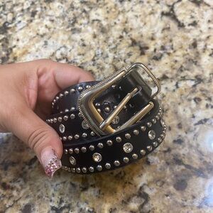 New! Rhinestone Western Style Black Belt